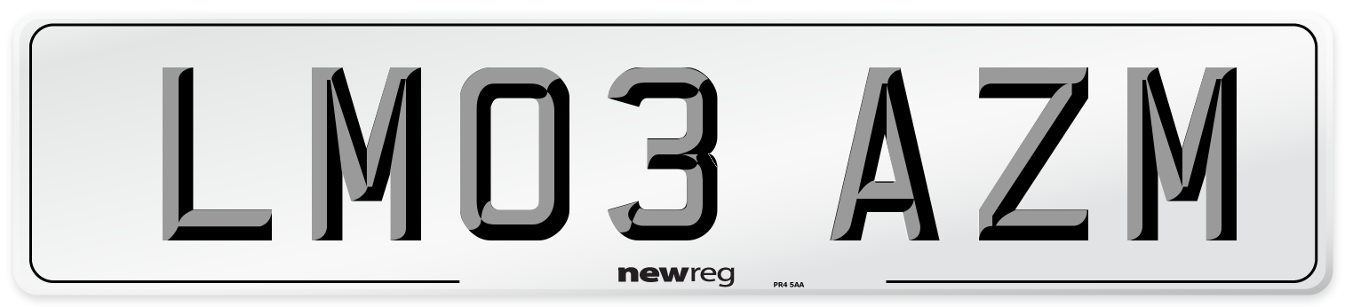 LM03 AZM Number Plate from New Reg